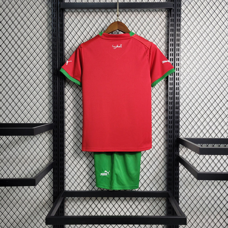 Kit Infantil Seleção Marrocos I 23/24 Puma - Vermelho