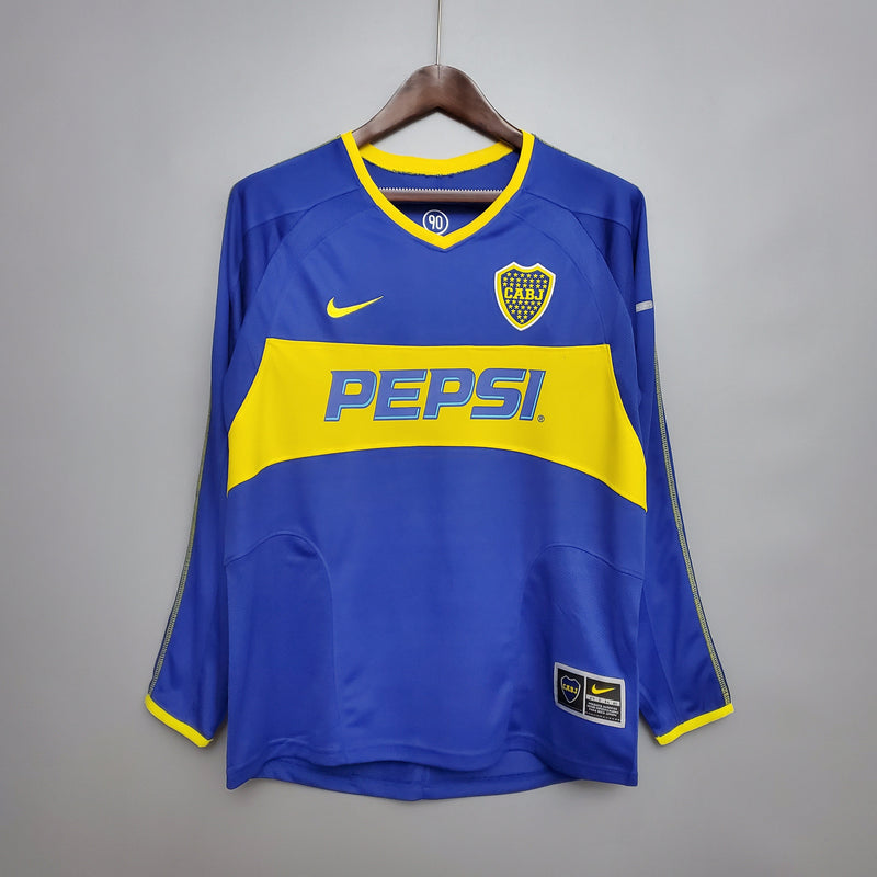 Camisa Manga Longa Boca Juniors 03/04 Nike - Azul e Amarelo