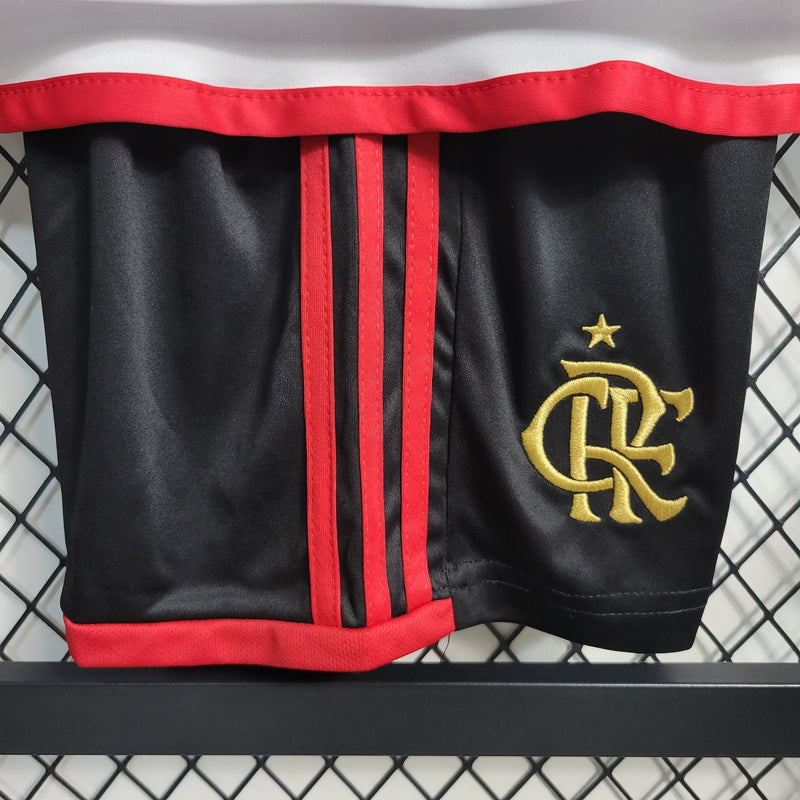 Kit Infantil Flamengo II 23/24 Adidas - Branco e Dourado