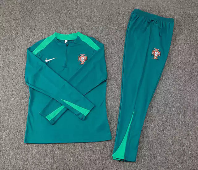 Conjunto Portugal 2024 Azul com Verde - Nike - Com Ziper