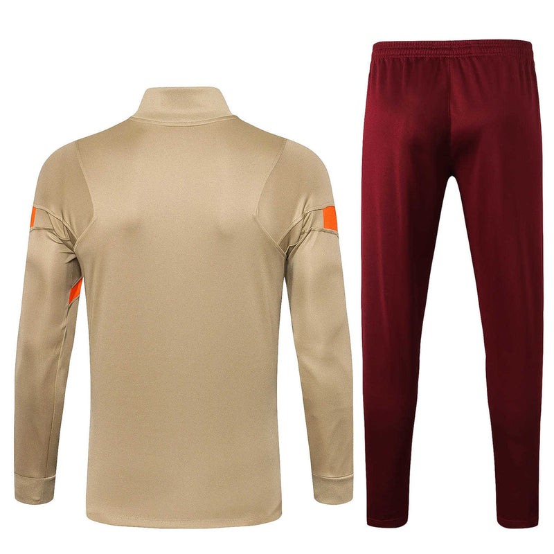 Conjunto Liverpool 21/22 Bege e Vermelho - Nike - Com Fecho